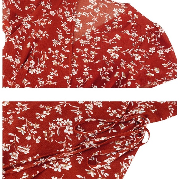 Dusty Pink Floral Wrap Midi Dress - Picture 11 of 16